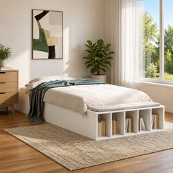 Modern White Bed Frame 90x190 cm with Storage