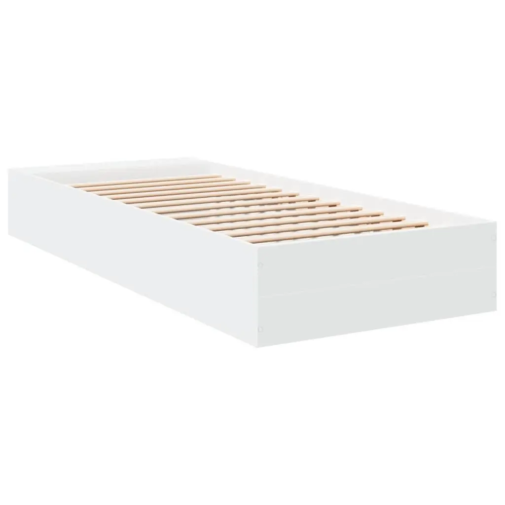 White Bed Frame 90x190 cm with Storage