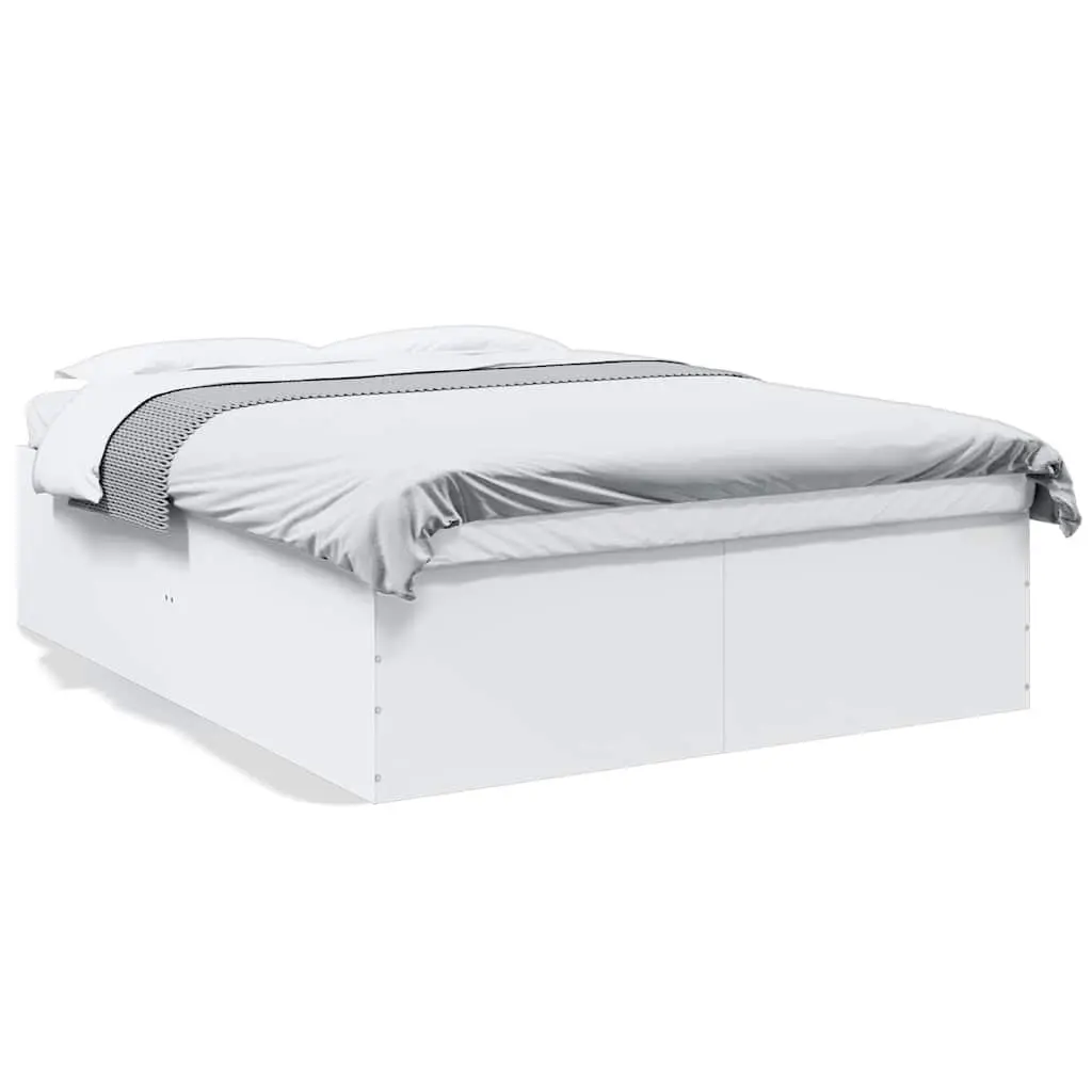 White Bed Frame 150x200 cm with Slatted Base