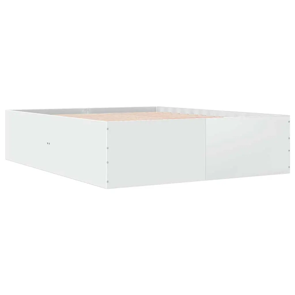 White Bed Frame 150x200 cm with Slatted Base