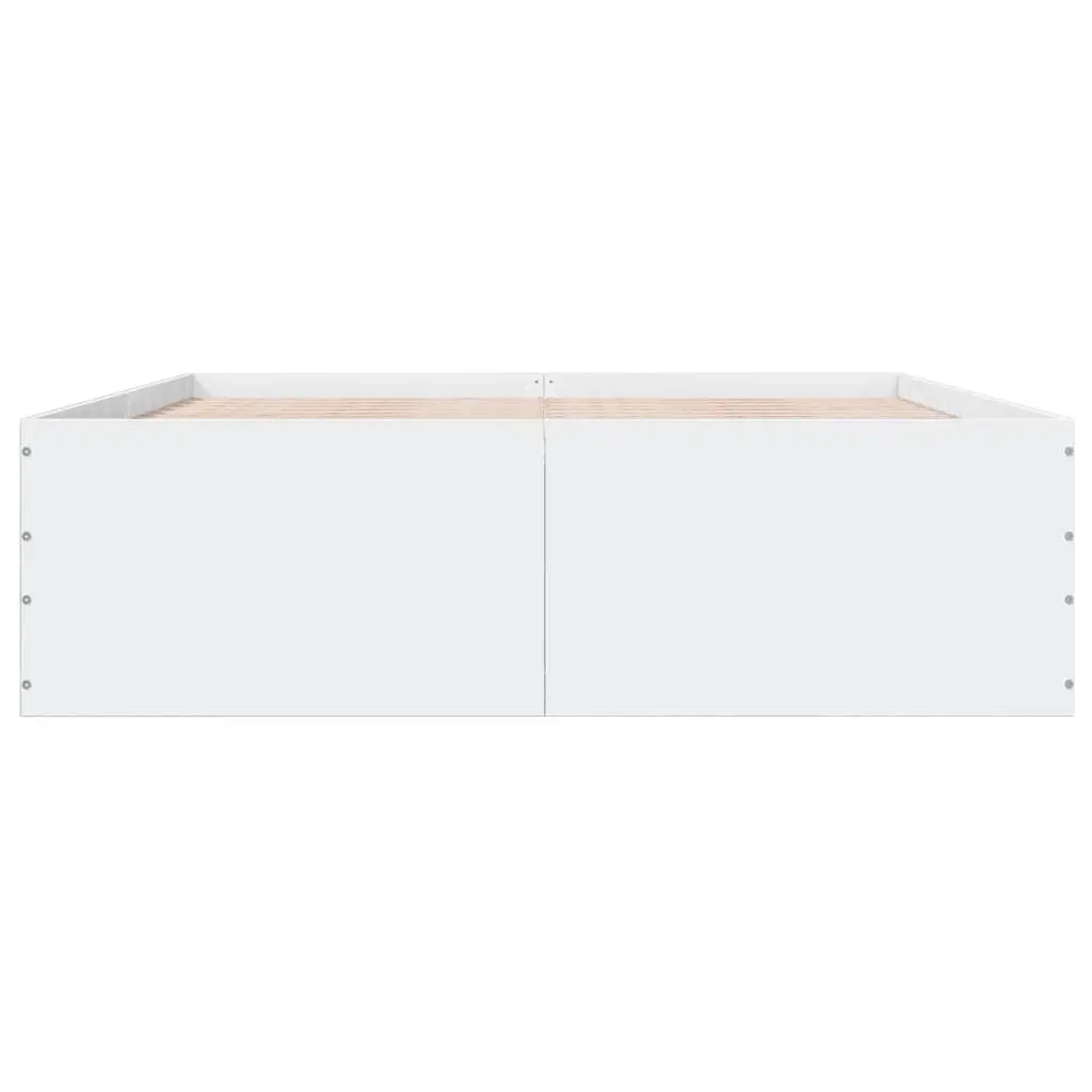 White Bed Frame 150x200 cm with Slatted Base