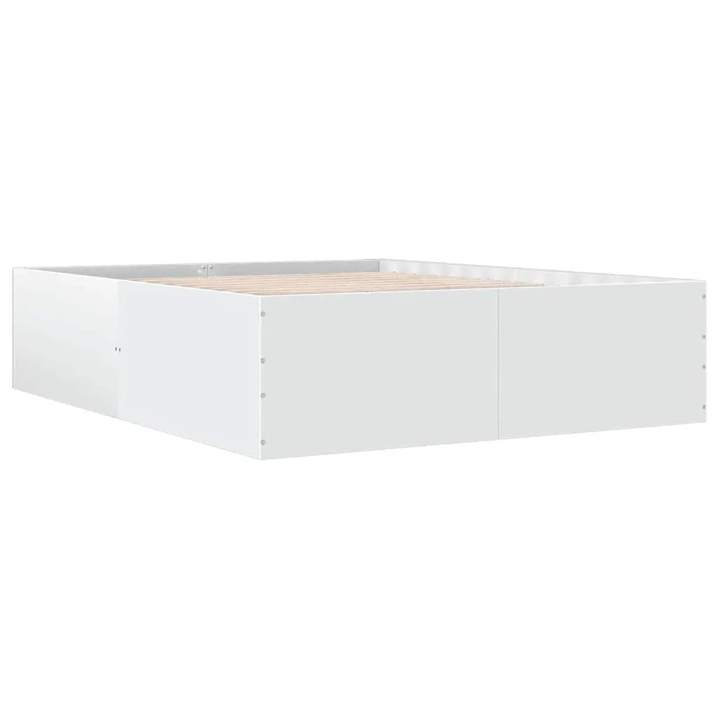 White Bed Frame 150x200 cm with Slatted Base