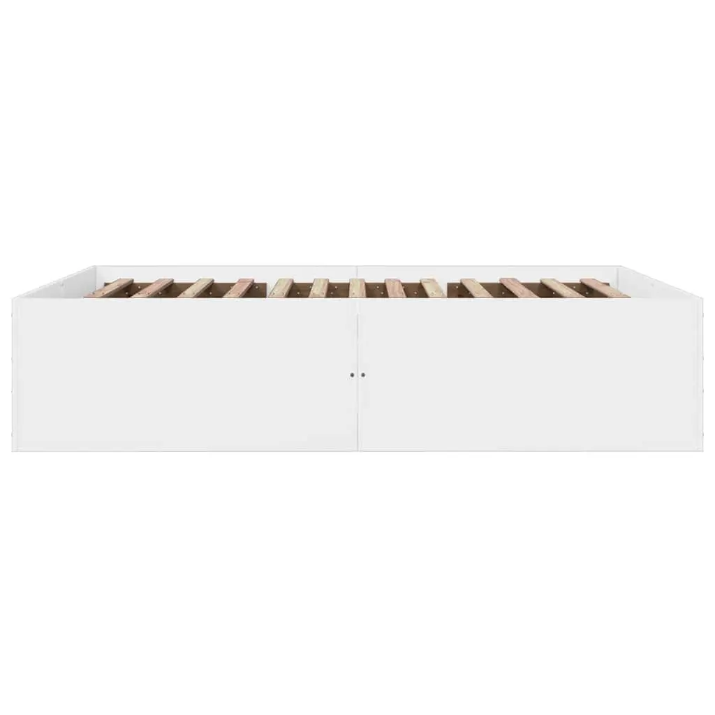 White Bed Frame 150x200 cm with Slatted Base