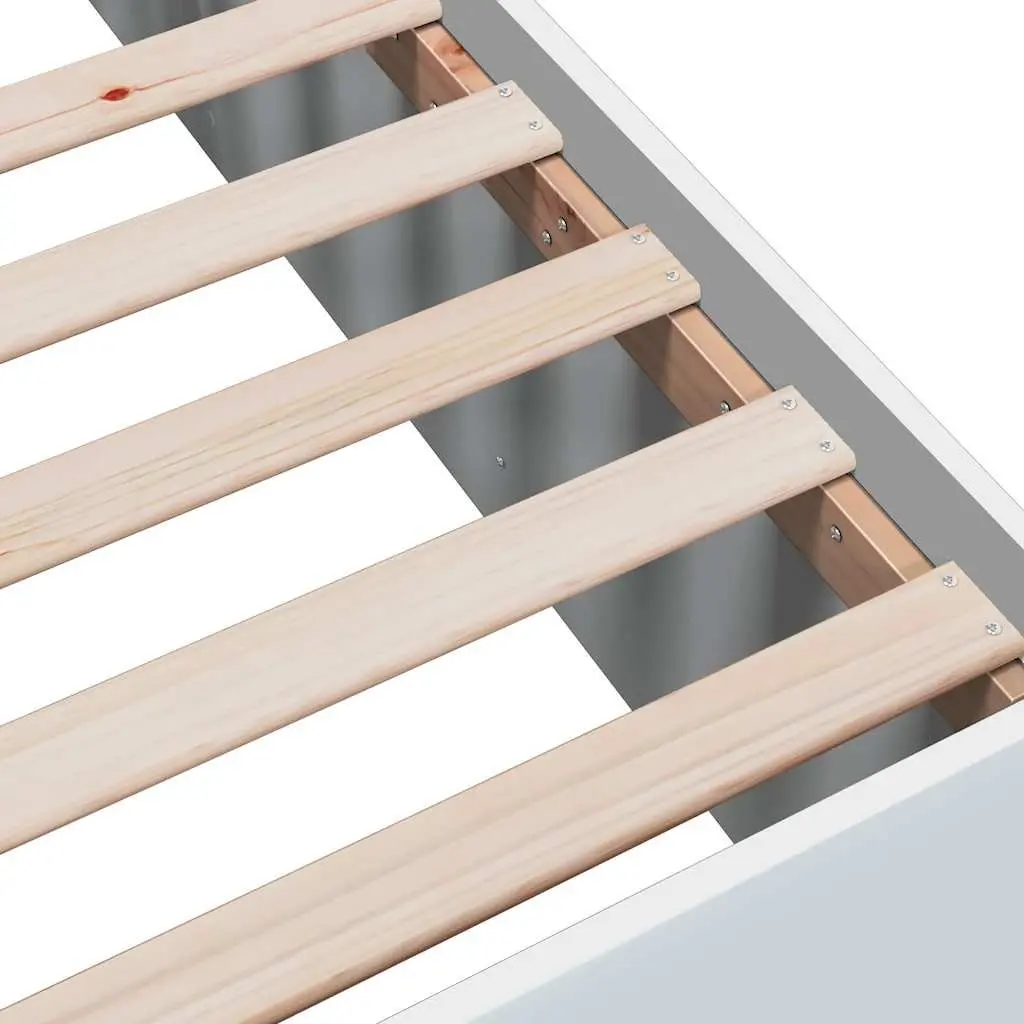 White Bed Frame 150x200 cm with Slatted Base