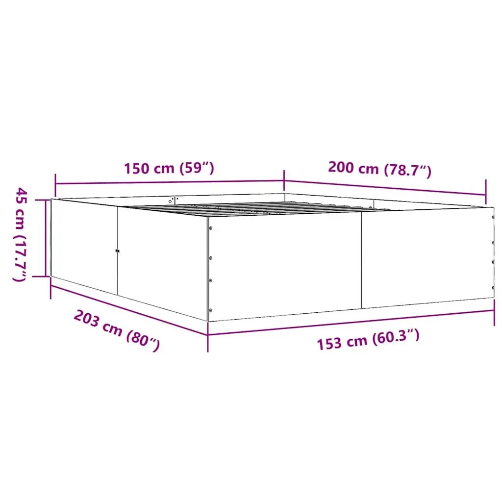 White Bed Frame 150x200 cm with Slatted Base