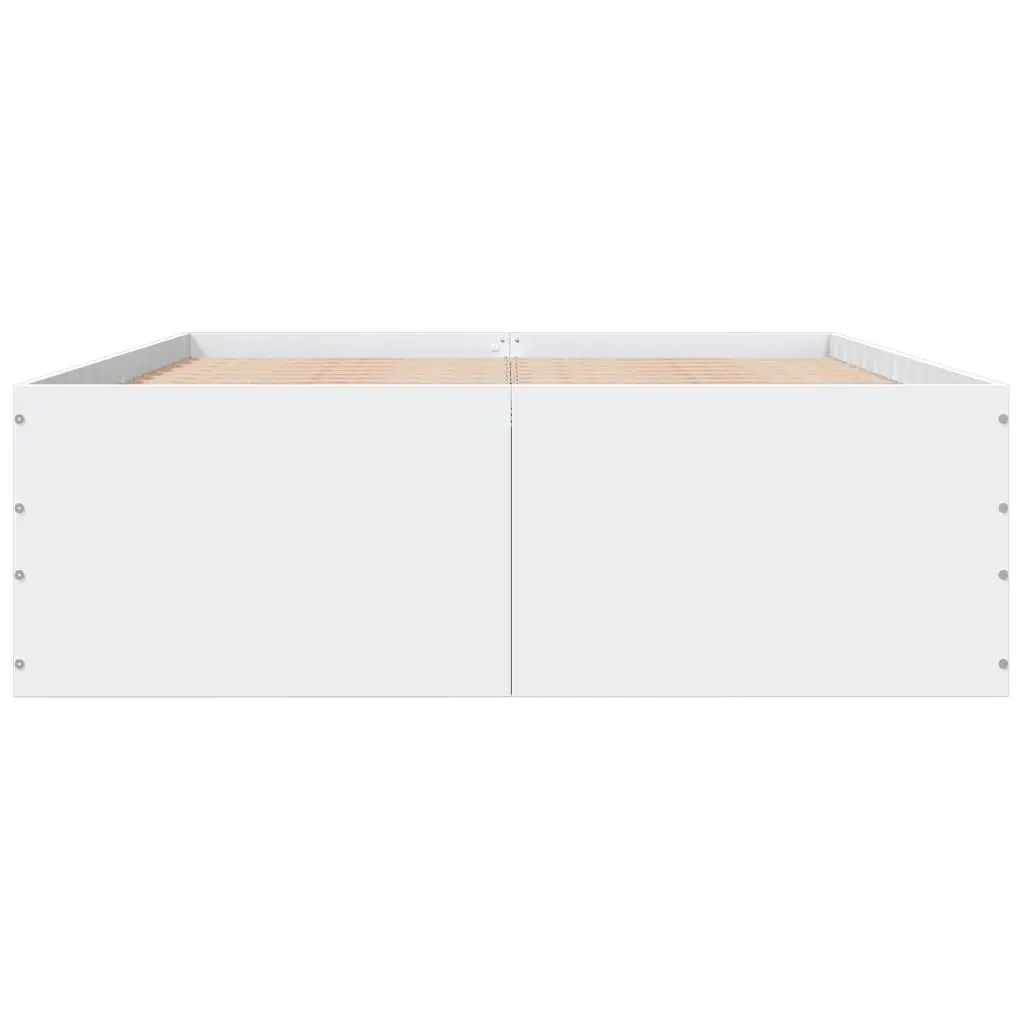 White Engineered Wood Bed Frame 135x190 cm with Slatted Base
