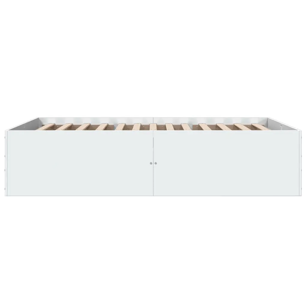 White Engineered Wood Bed Frame 135x190 cm with Slatted Base