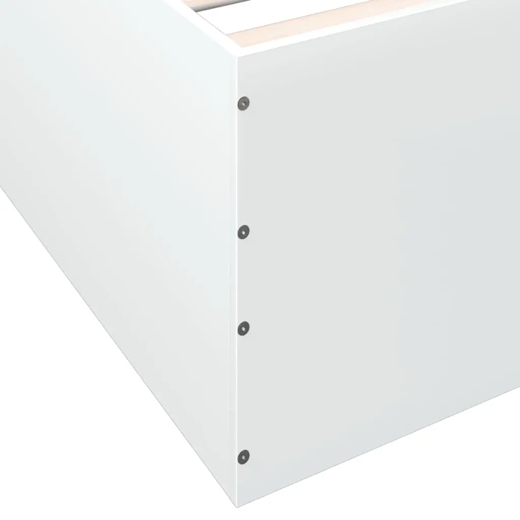 White Engineered Wood Bed Frame 135x190 cm with Slatted Base