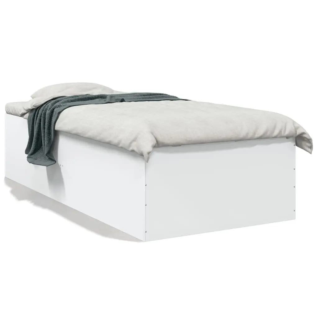 White Bed Frame 90x190 cm with Slatted Base