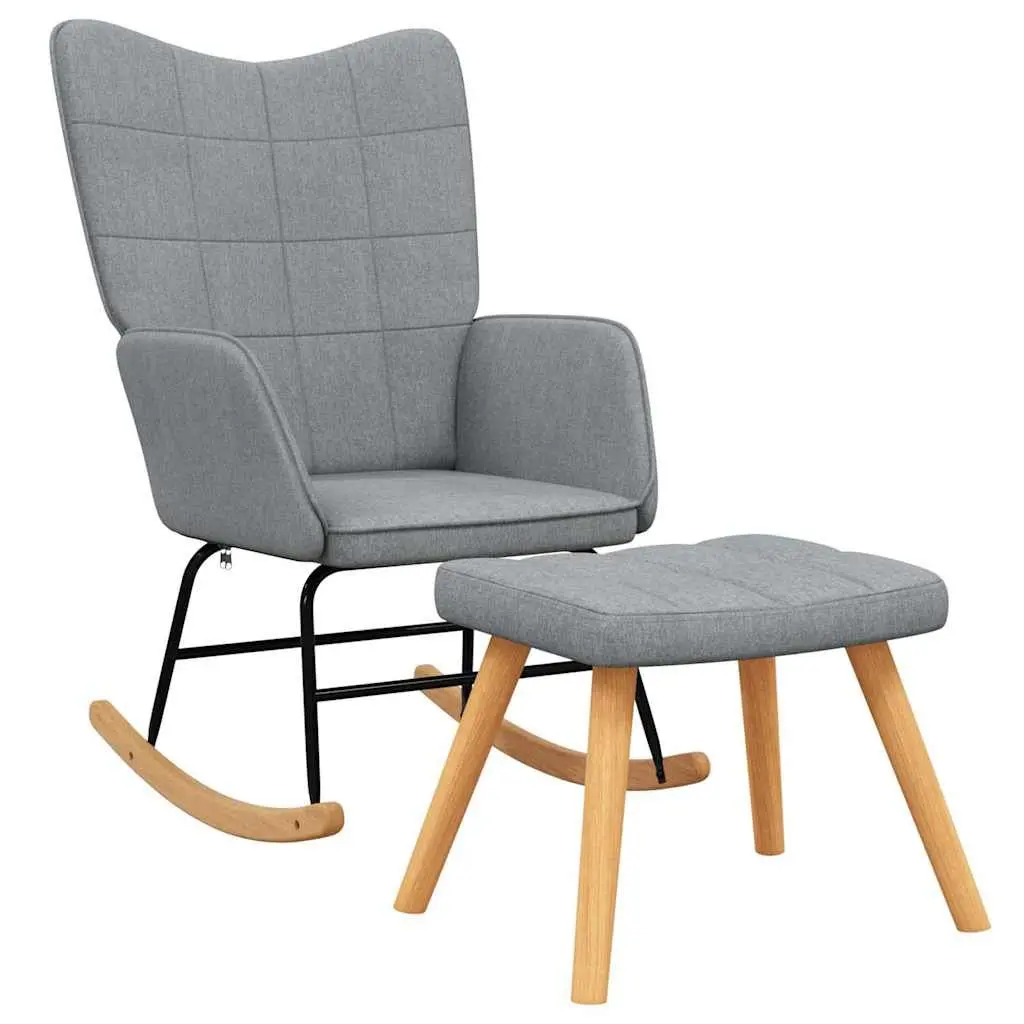 Grey Fabric Rocking Chair with Matching Stool