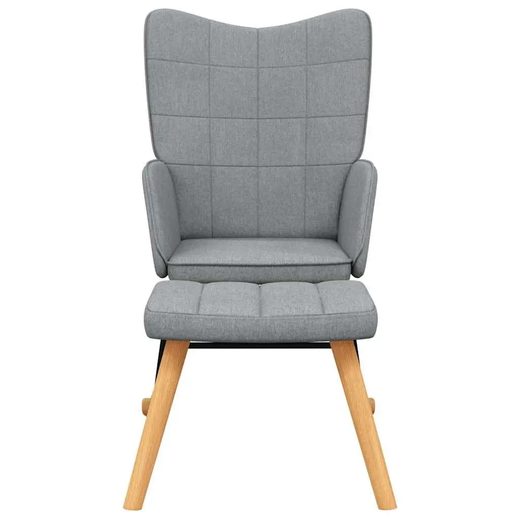 Grey Fabric Rocking Chair with Matching Stool