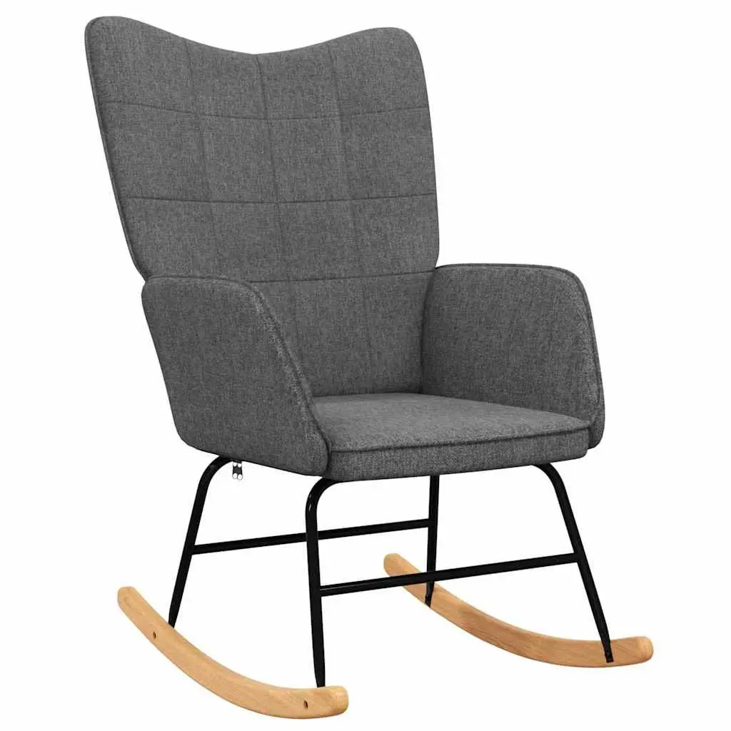 Rocking Chair Fabric Dark Grey with Footstool