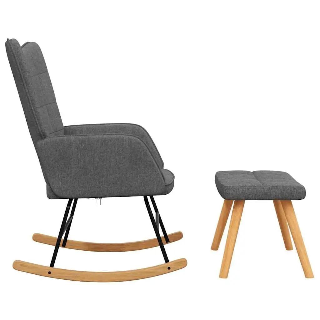 Rocking Chair Fabric Dark Grey with Footstool