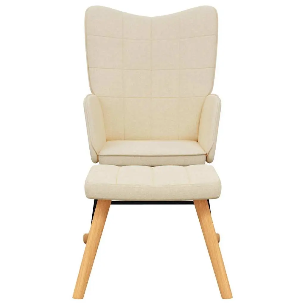 Cream Fabric Rocking Chair with Stool