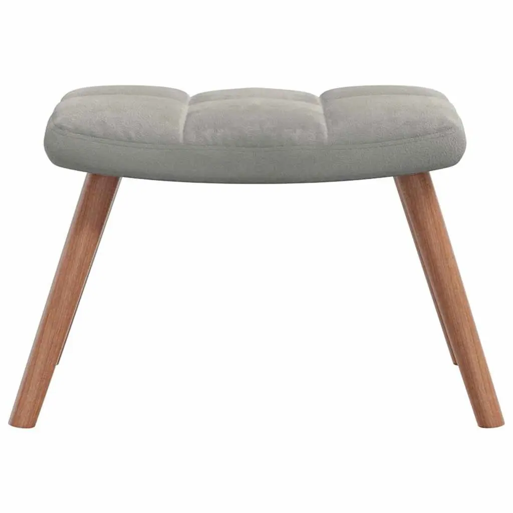 Velvet Grey Armchair with Matching Stool