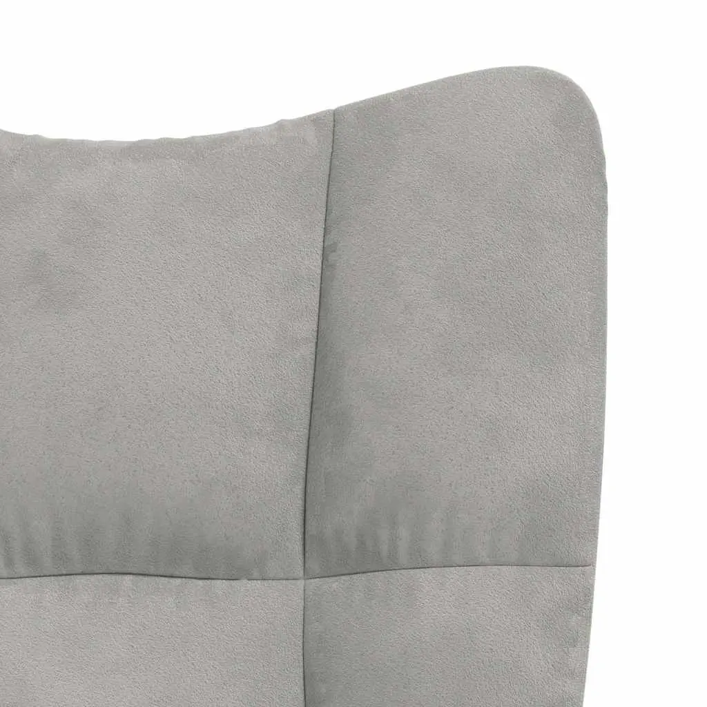 Velvet Grey Armchair with Matching Stool