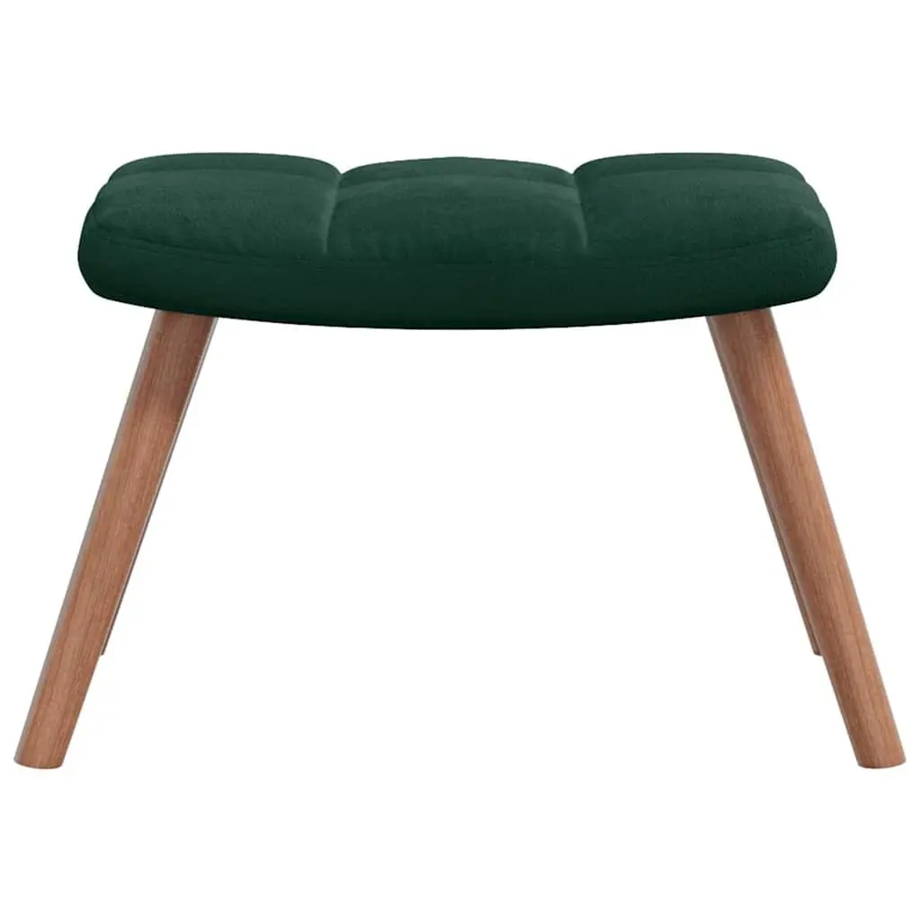 Armchair Velvet Dark Green Padded Relaxing Chair with Footstool