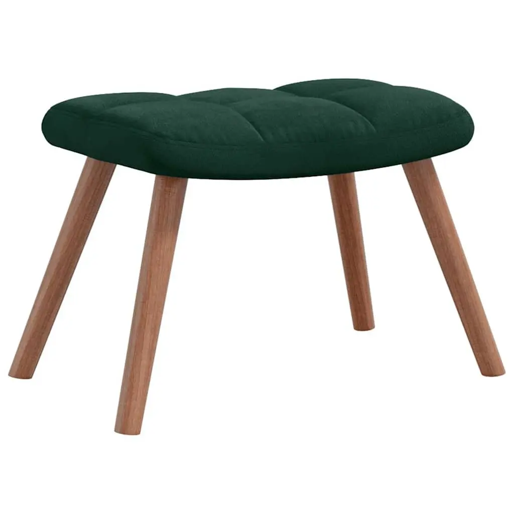 Armchair Velvet Dark Green Padded Relaxing Chair with Footstool