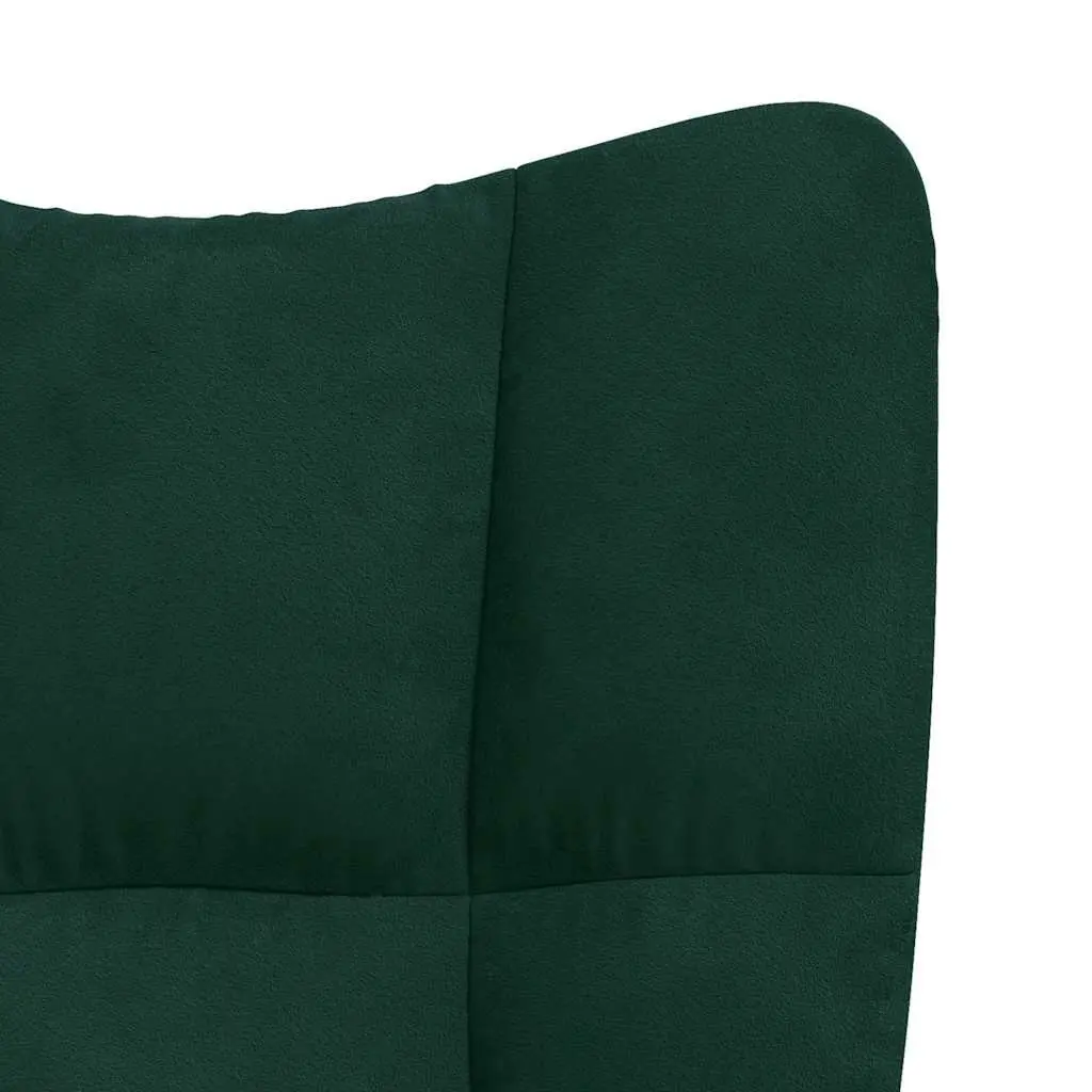 Armchair Velvet Dark Green Padded Relaxing Chair with Footstool