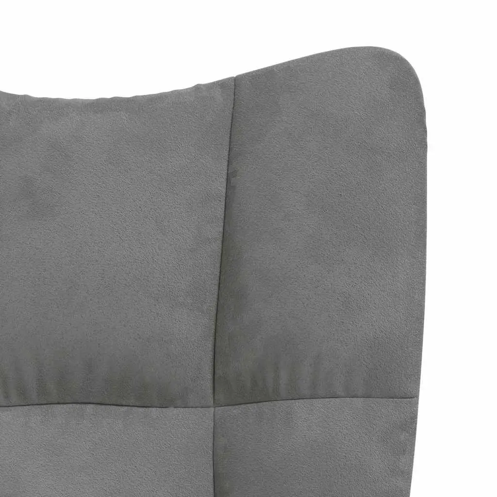 Armchair Velvet Dark Grey with Stool