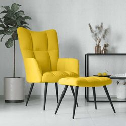 Premium Velvet Armchair with Stool Modern Lounge Chair