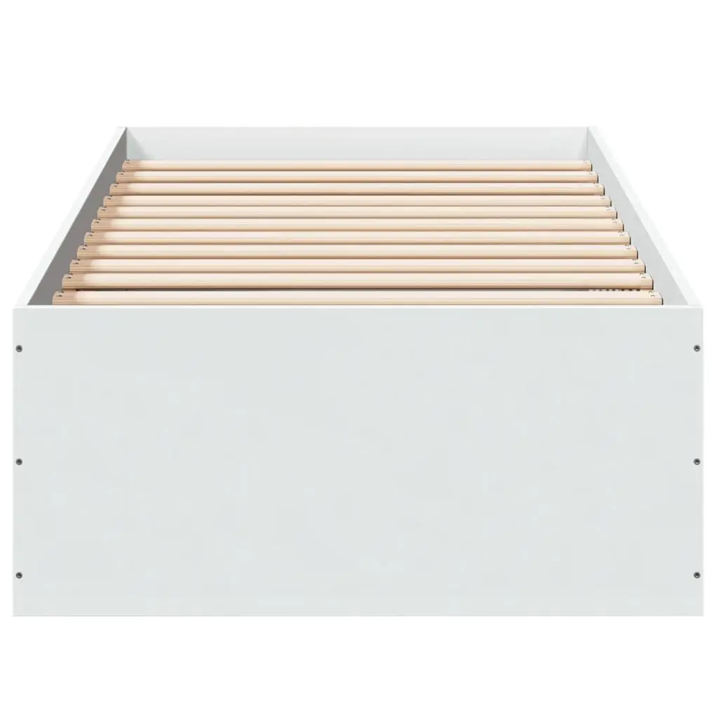 White Bed Frame 90x190 cm with Slatted Base
