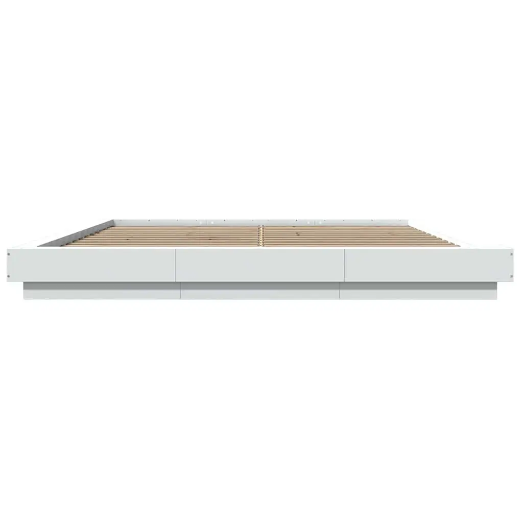 RGB LED King Bed Frame White 183x203 cm Durable Wood