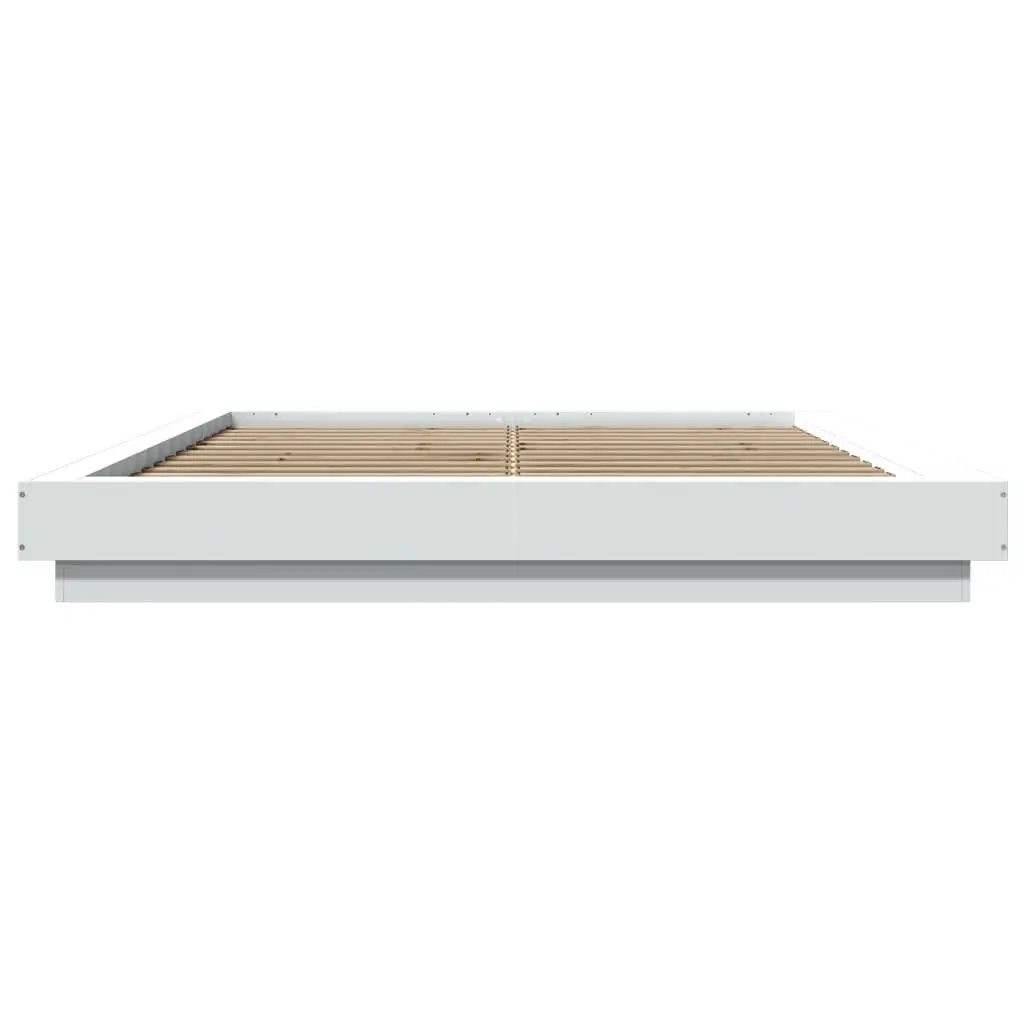 Bed Frame with RGB LED Lights Slatted Base White 150x200cm