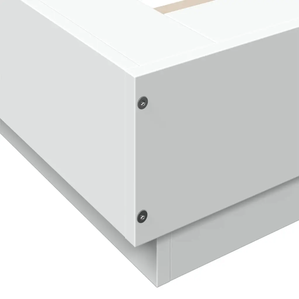 Bed Frame with RGB LED Lights Slatted Base White 150x200cm