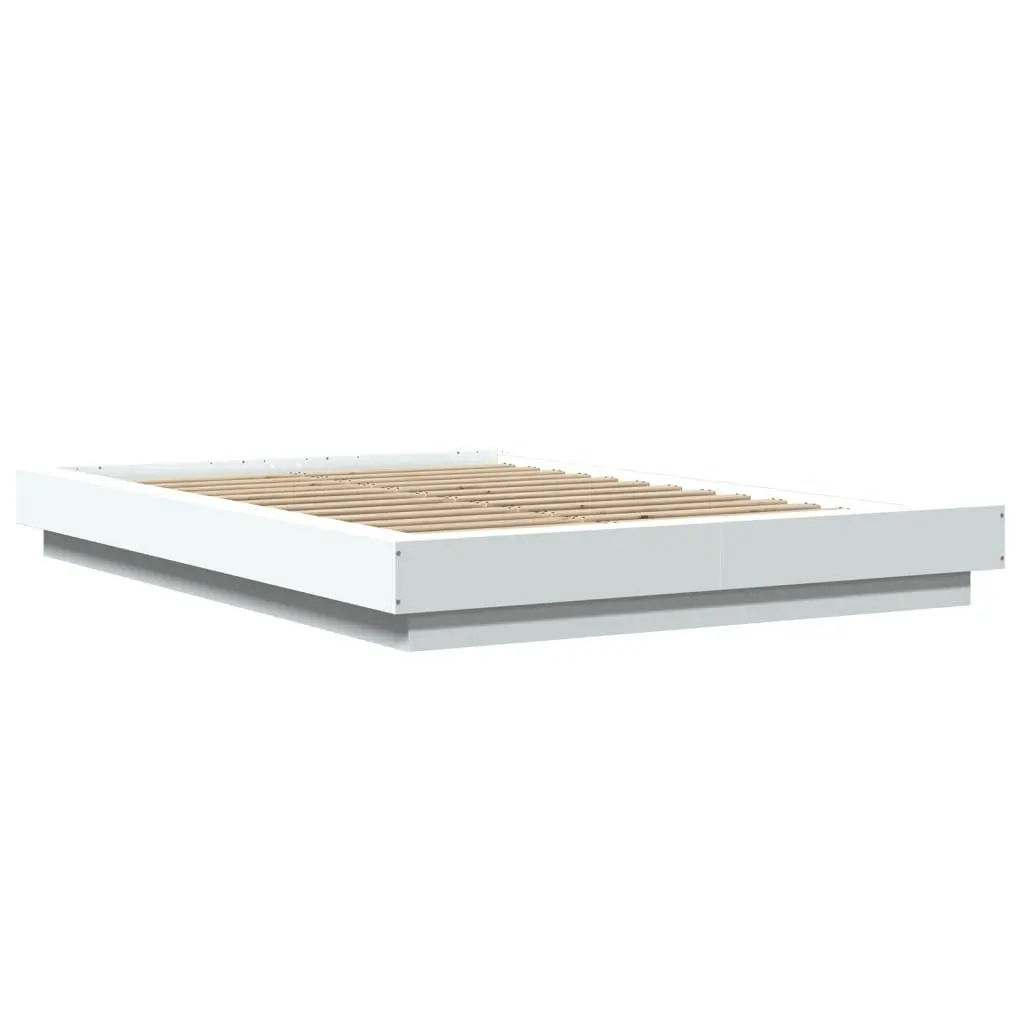 White Bed Frame with RGB LED Lights 135x190 cm