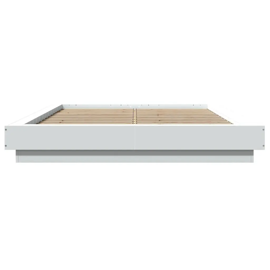 White Bed Frame with RGB LED Lights 135x190 cm