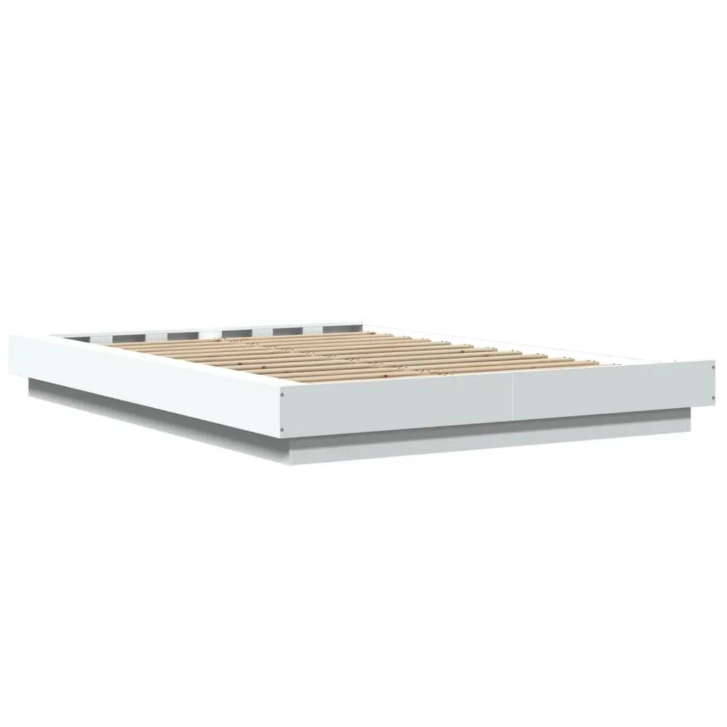 White Bed Frame with RGB LED Lights 135x190 cm