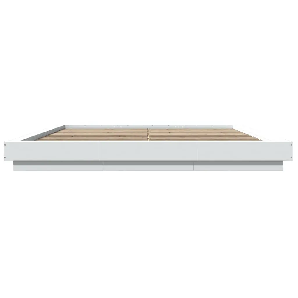 King Bed Frame 183x203cm in White with Slatted Base