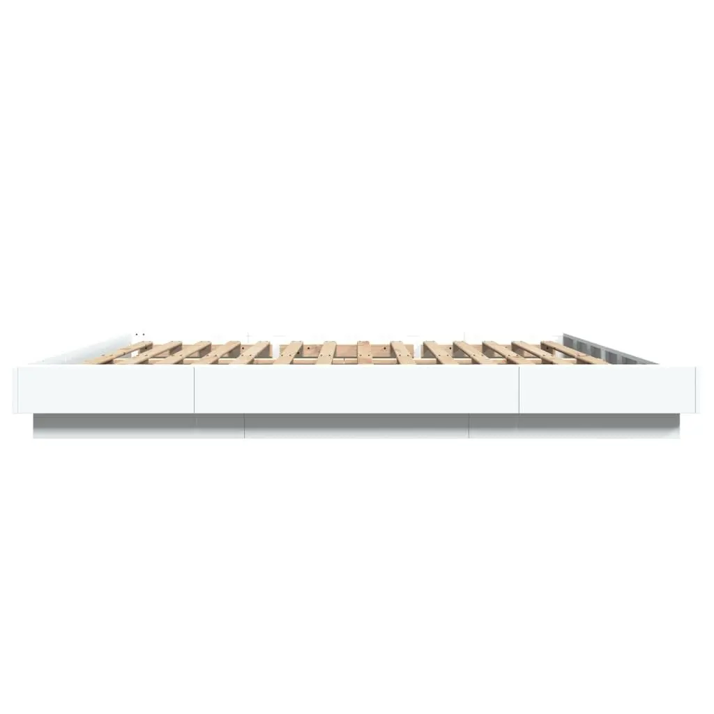 King Bed Frame 183x203cm in White with Slatted Base