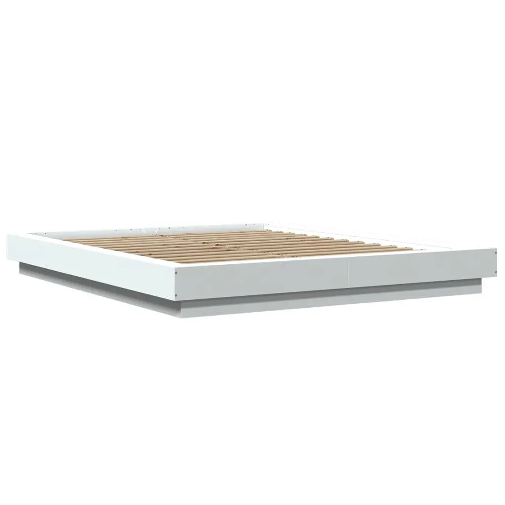 White Bed Frame 150x200 cm with Slatted Base