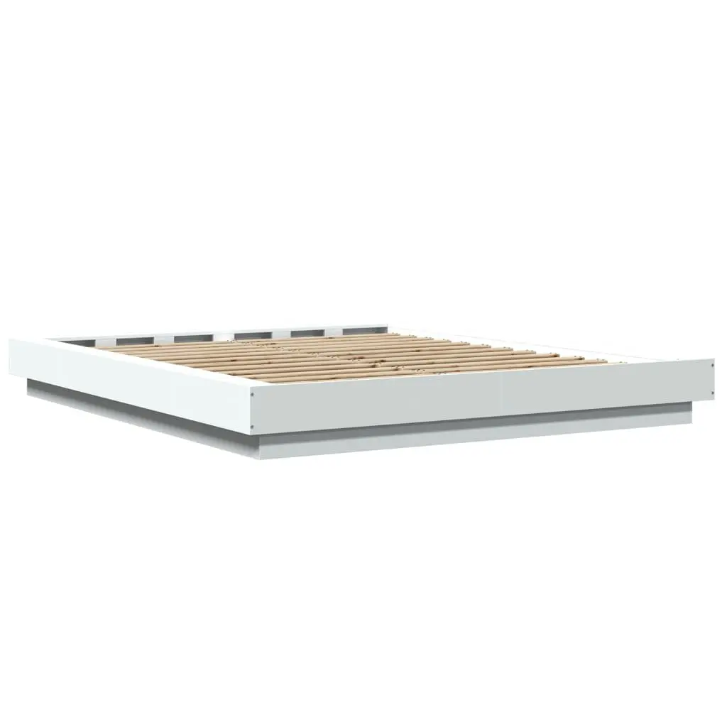 White Bed Frame 150x200 cm with Slatted Base
