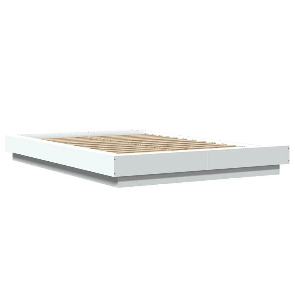 White Bed Frame 135x190 cm with Slatted Base