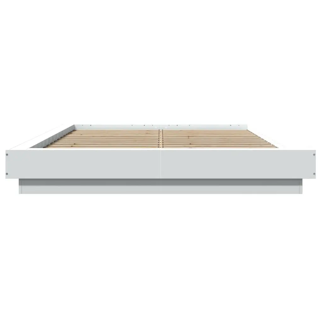 White Bed Frame 135x190 cm with Slatted Base