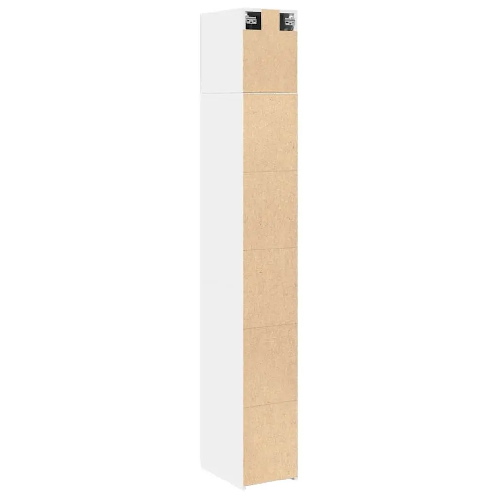 Slim Storage Cabinet White Engineered Wood Tall Bathroom Kitchen Bedroom