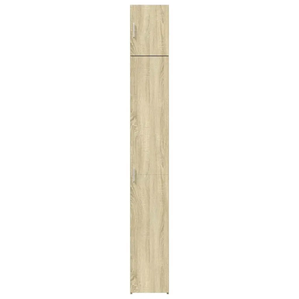 Tall Slim Storage Cabinet in Brown Engineered Wood