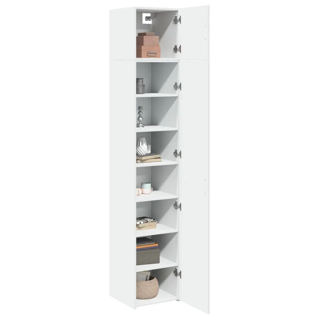 Slim Storage Cabinet in White Engineered Wood