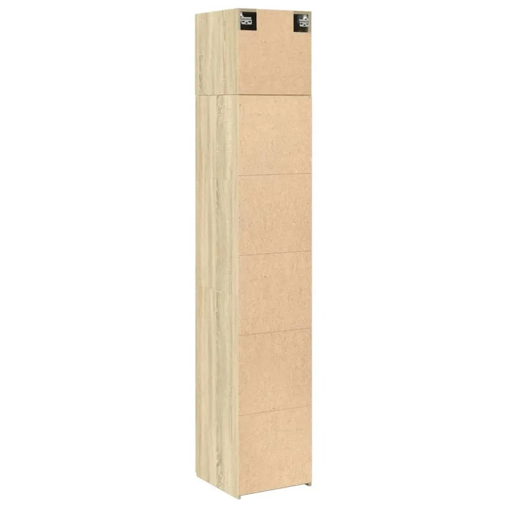 Slim Storage Cabinet Tall Engineered Wood Sonoma Oak Home Furniture Multipurpose