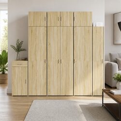 Tall Engineered Wood Storage Cabinet in Sonoma Oak Brown