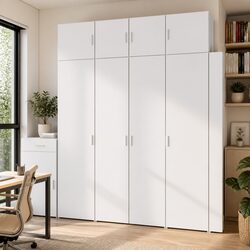 Tall White Storage Cabinet in Engineered Wood