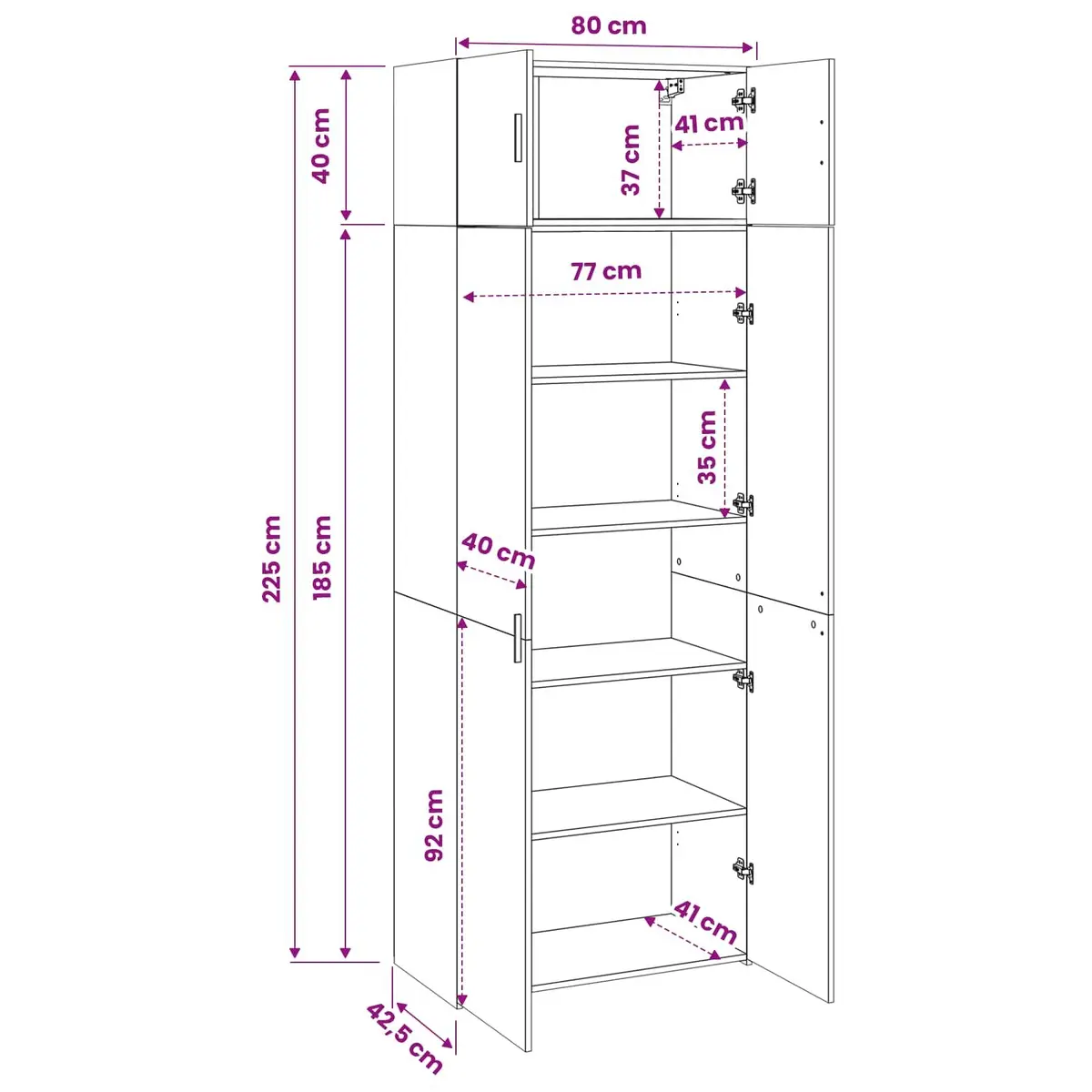 Storage Cabinet Engineered Wood Tall White