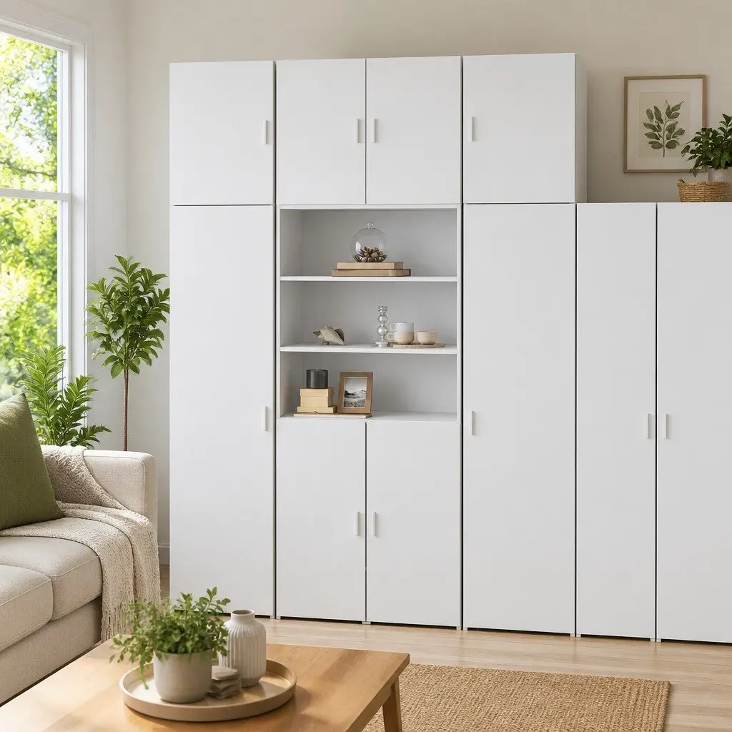 White Highboard Storage Cabinet 80x42.5x249cm