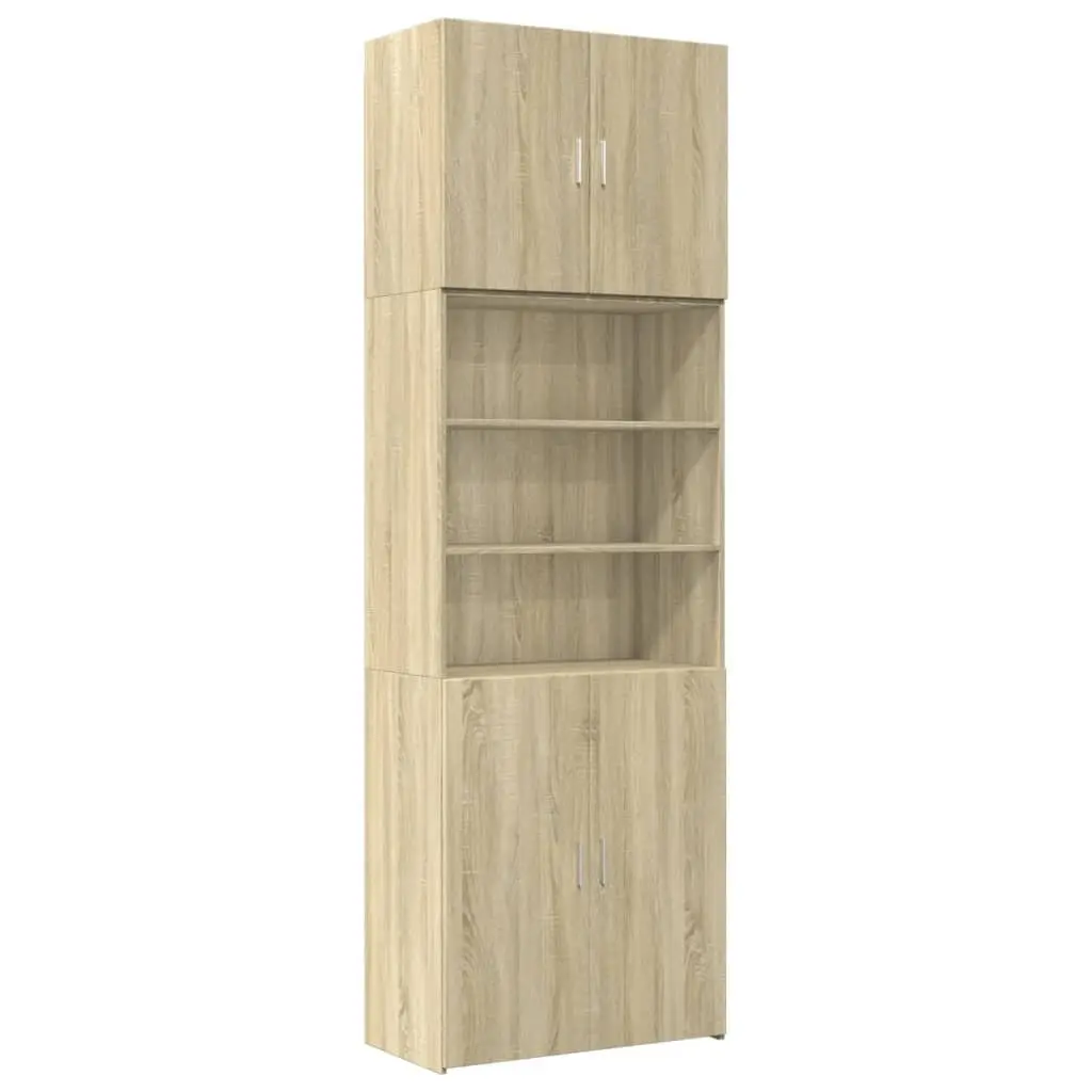 Brown Engineered Wood Highboard Storage Cabinet
