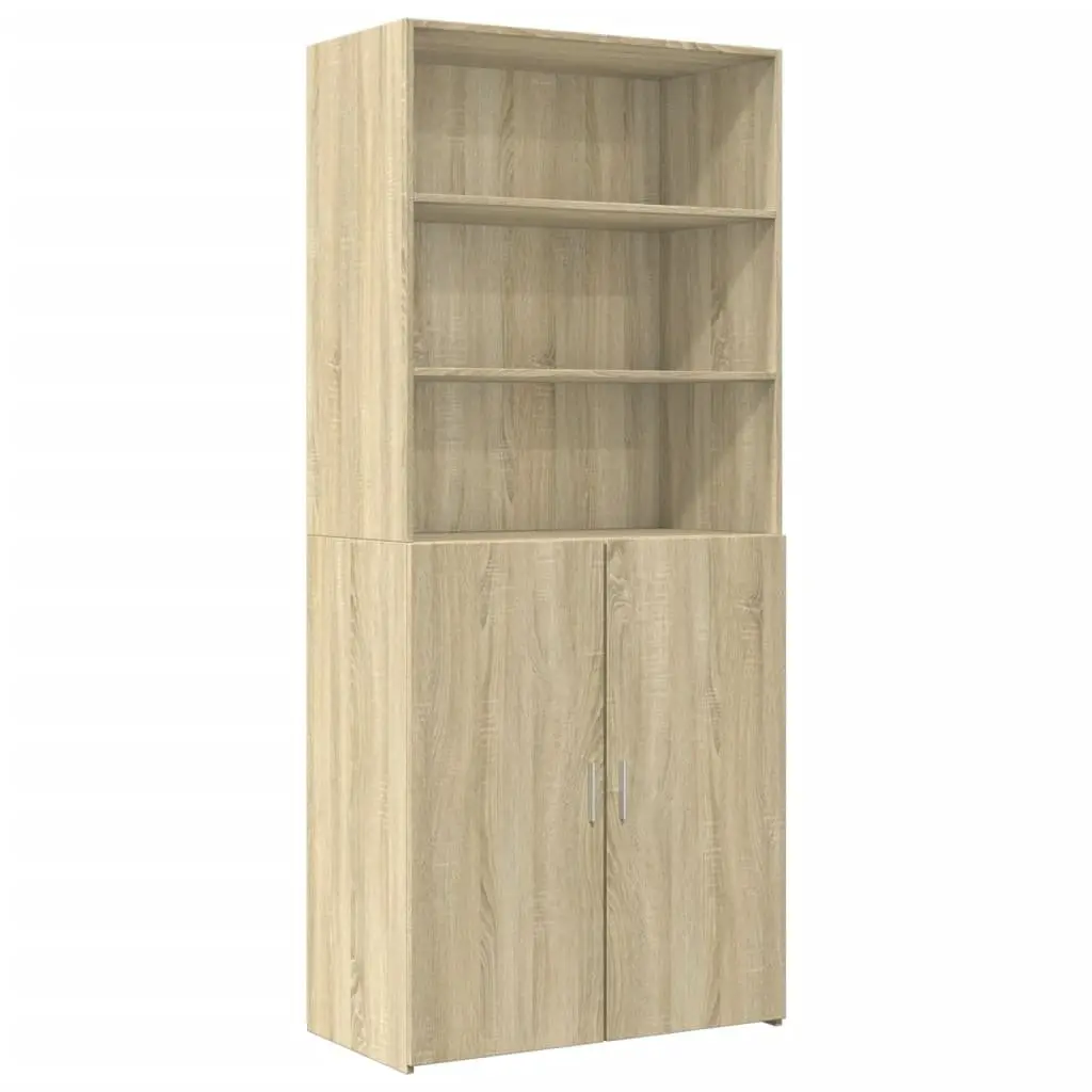 Brown Engineered Wood Highboard Storage Cabinet