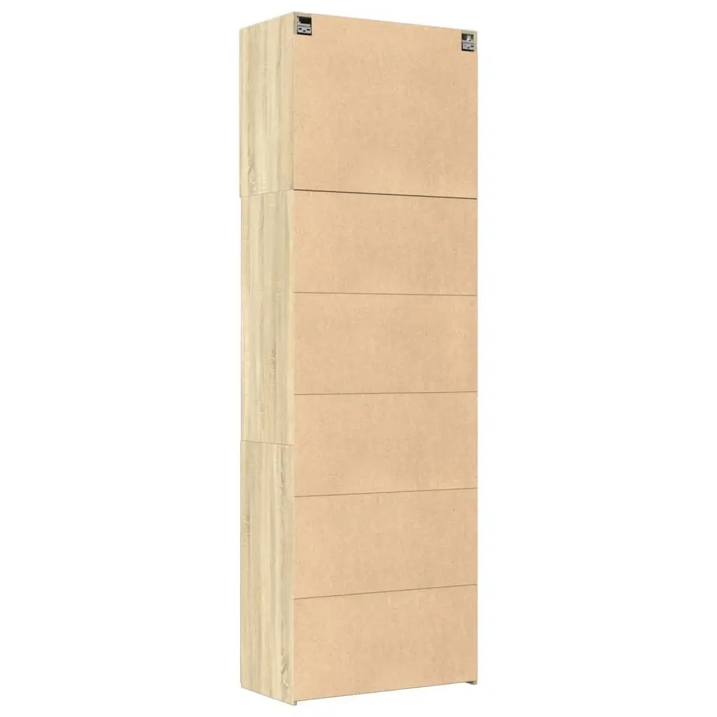 Brown Engineered Wood Highboard Storage Cabinet