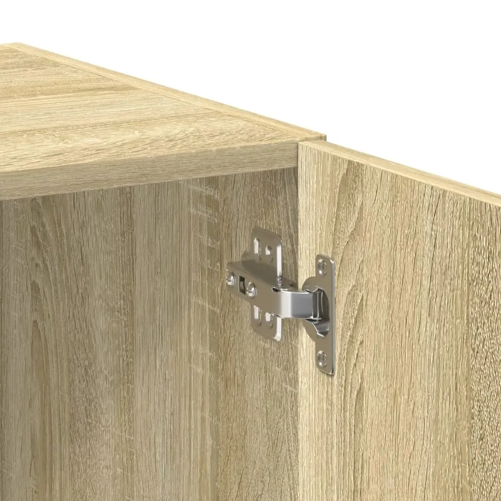 Brown Engineered Wood Highboard Storage Cabinet